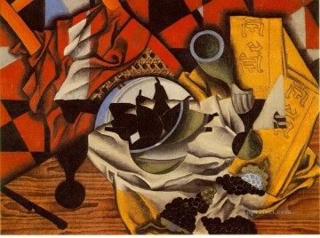 フアン・グリス Painting - テーブルの上の梨とブドウ 1913年 フアン・グリ